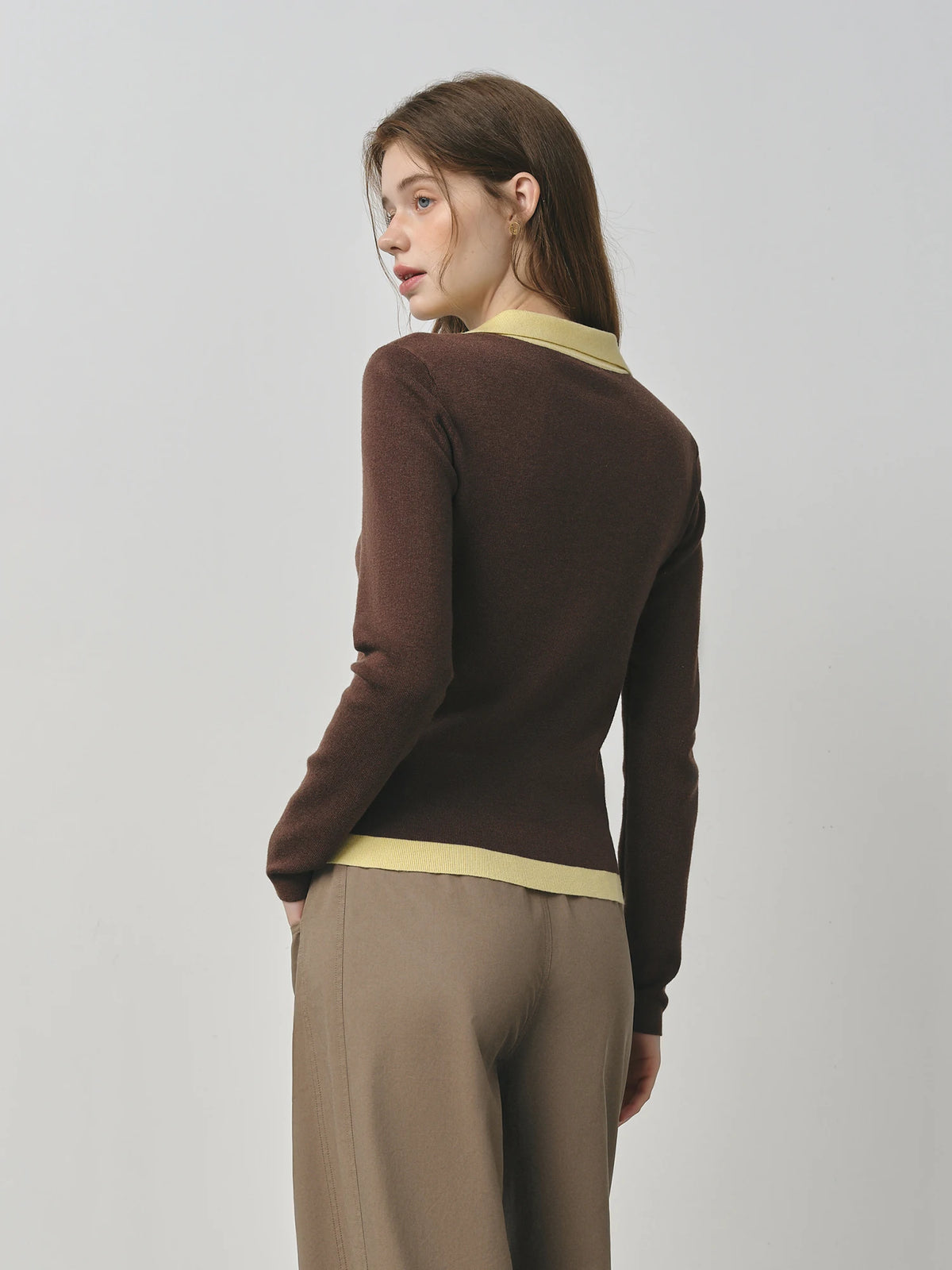 Women's Cable Knit Sweater - Vintage Color Block Fake Two-Piece Top