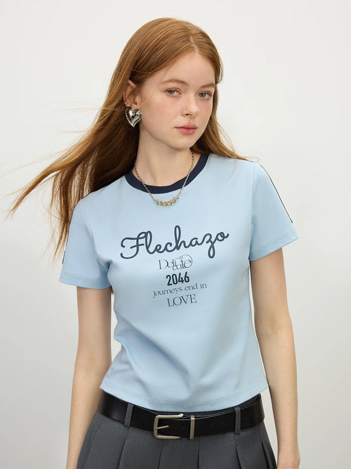 FSLE Sporty Cropped Jersey Tee - Y2K Racerback Gym to Street Top