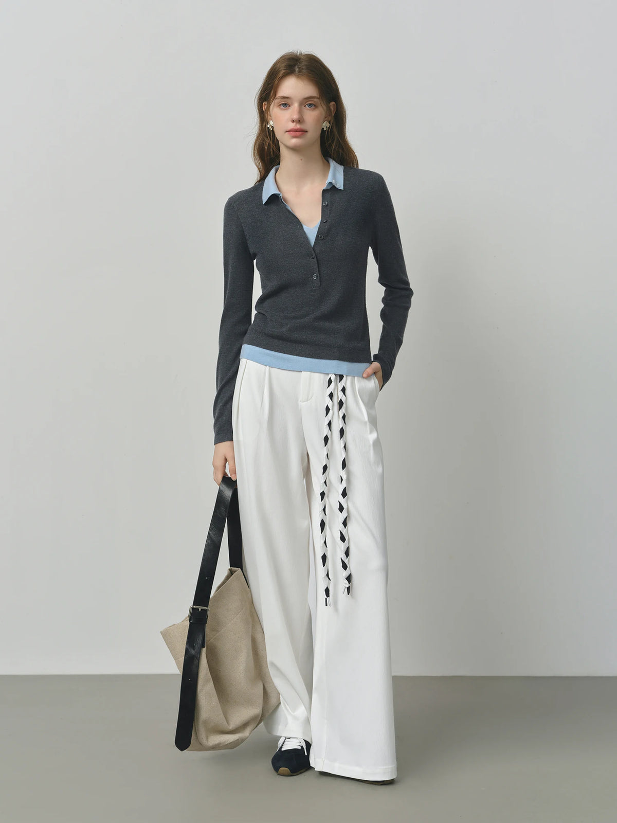Women's Cable Knit Sweater - Vintage Color Block Fake Two-Piece Top