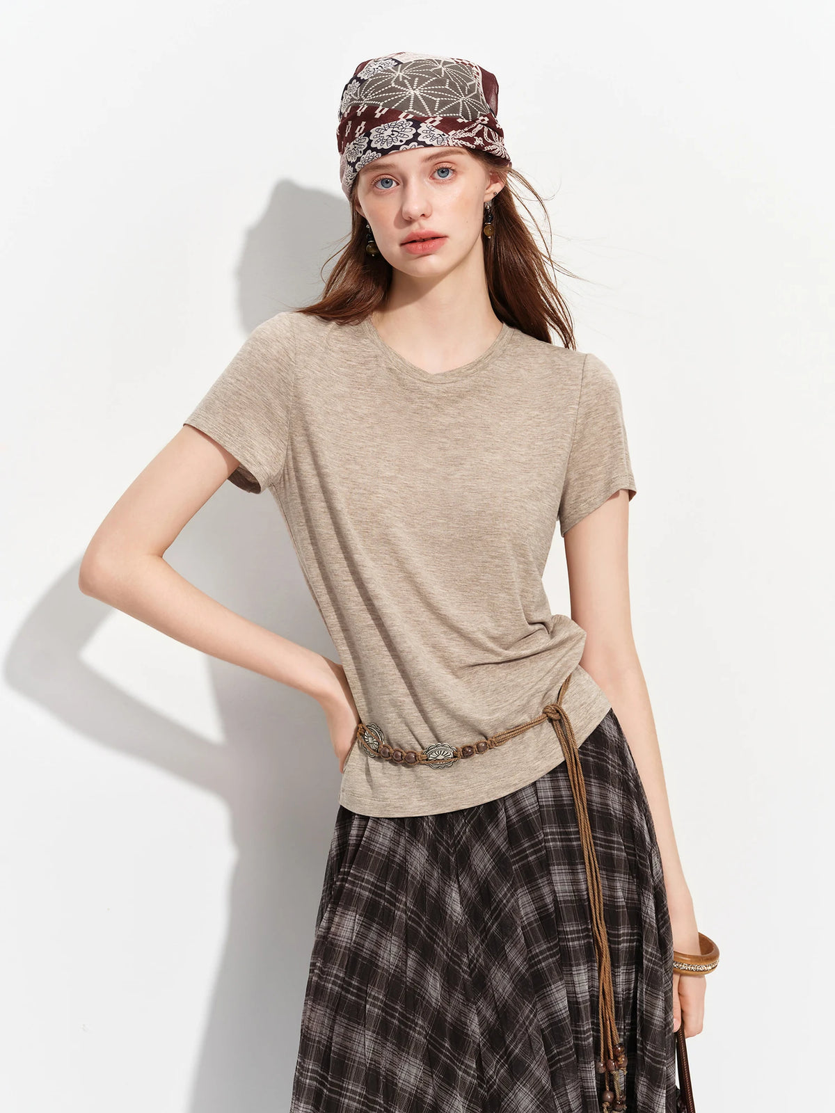 Women's Structured Shoulder Tee - Soft Cotton Summer Casual Top