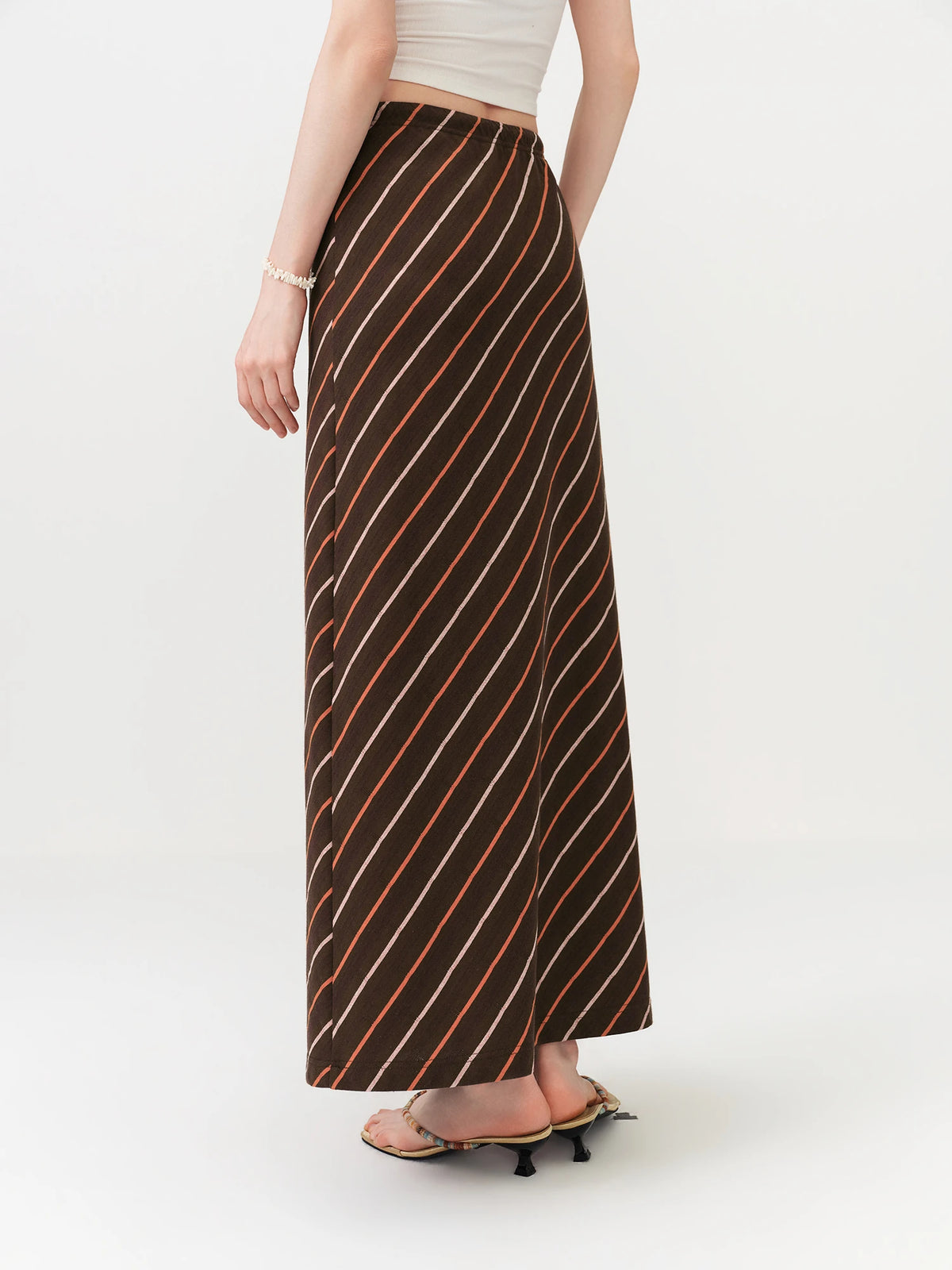 Vintage Striped Maxi Skirt - Women's Summer Resort H-Line Long Skirt