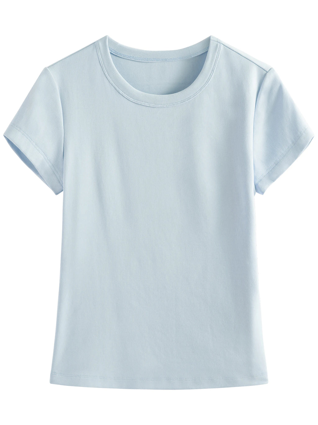 FSLE Women's Minimalist Slim Fit T-Shirt - Summer Round Neck Top