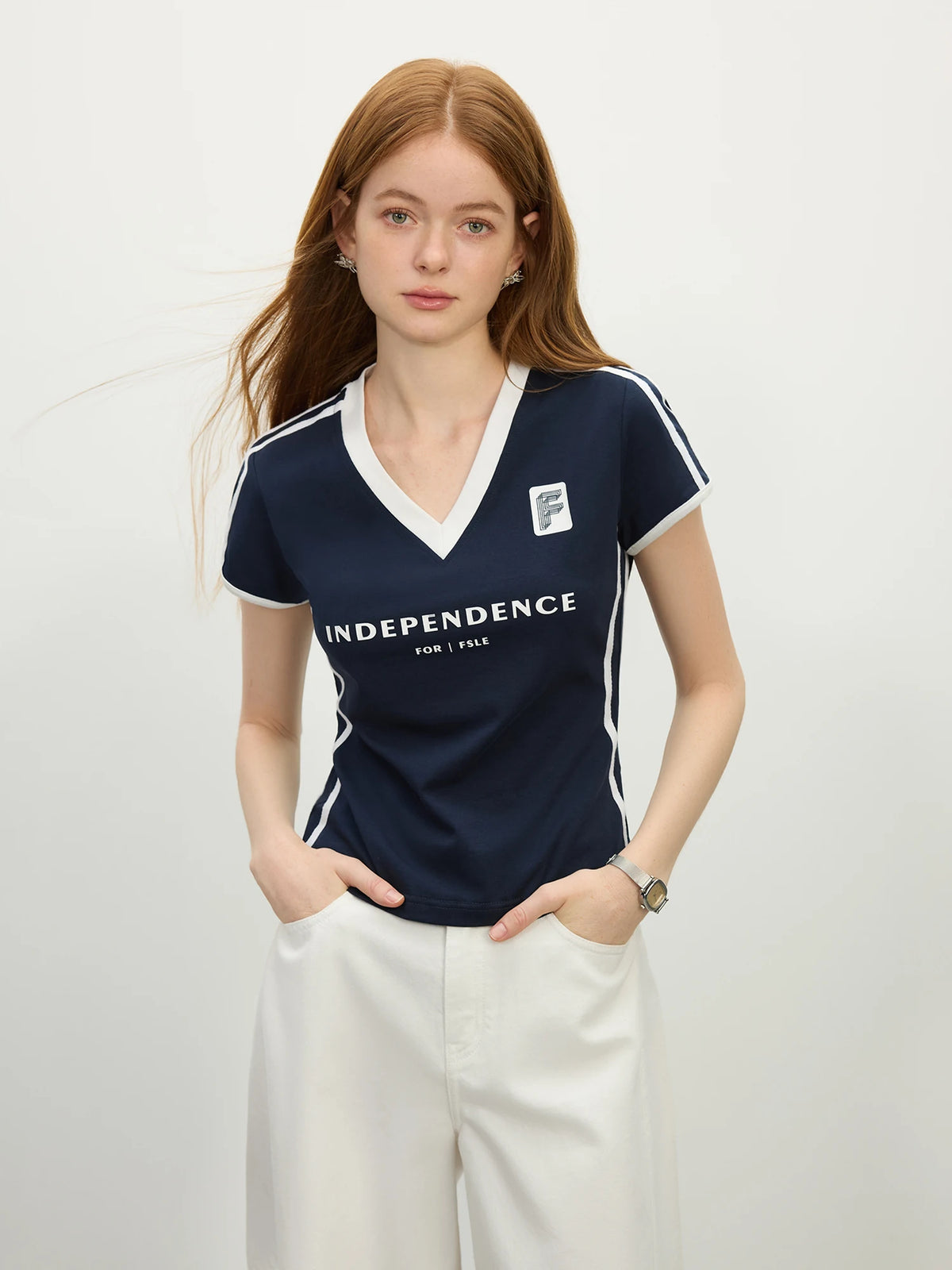 FSLE Sporty Cropped Jersey Tee - Y2K Racerback Gym to Street Top