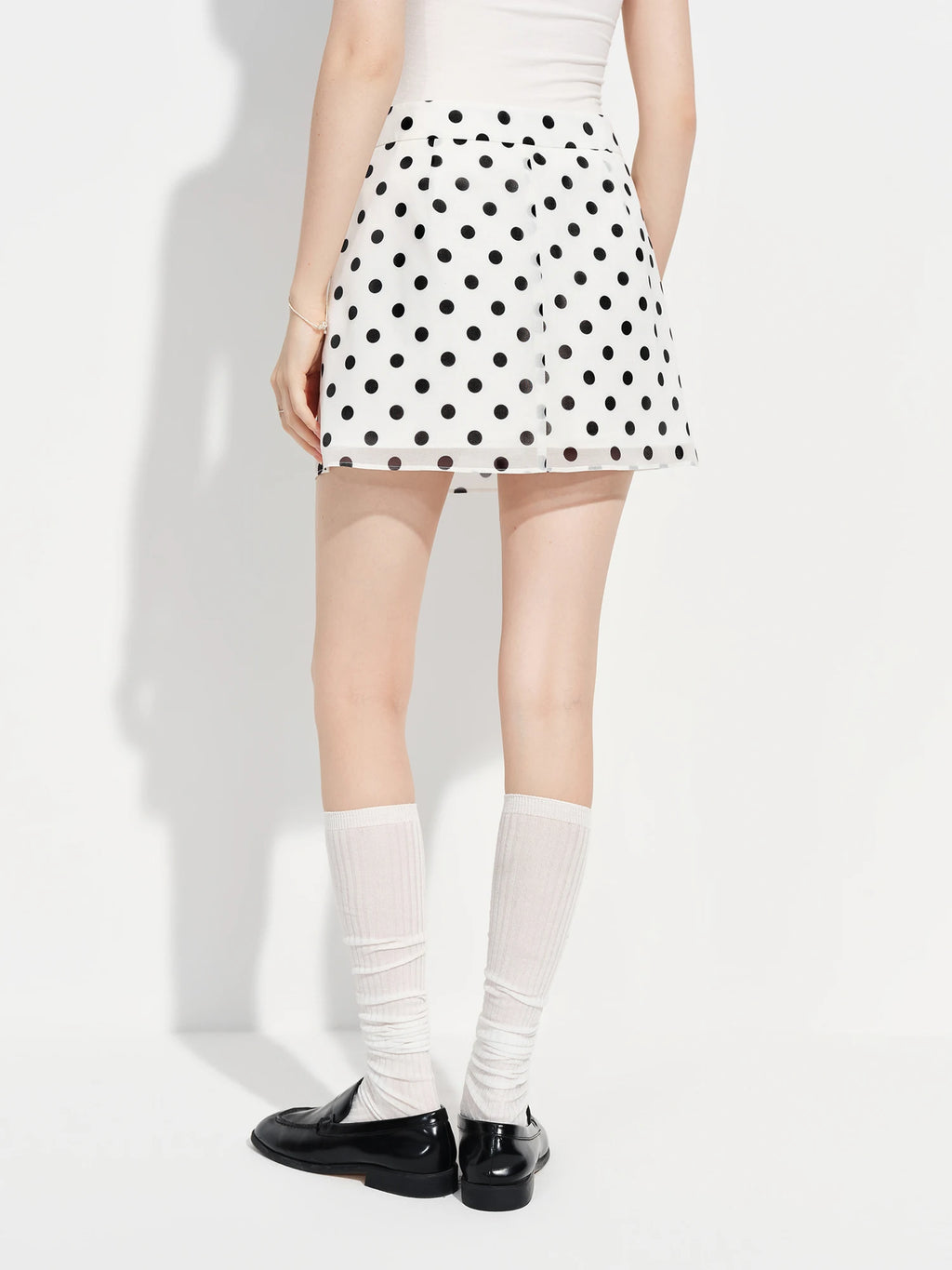 High Waist Polka Dot Mini Skirt - Retro Coquette A-Line Party Wear