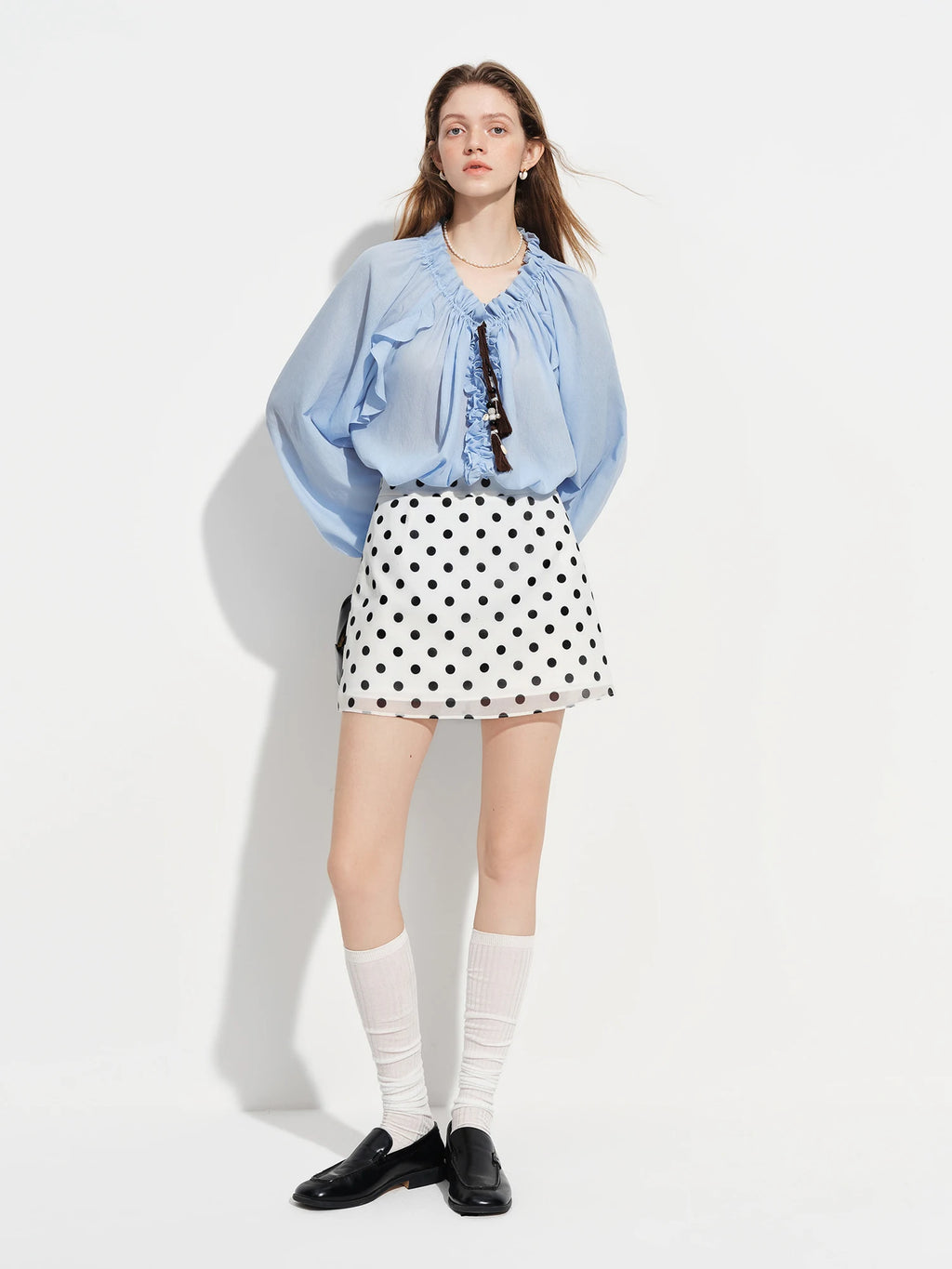 High Waist Polka Dot Mini Skirt - Retro Coquette A-Line Party Wear