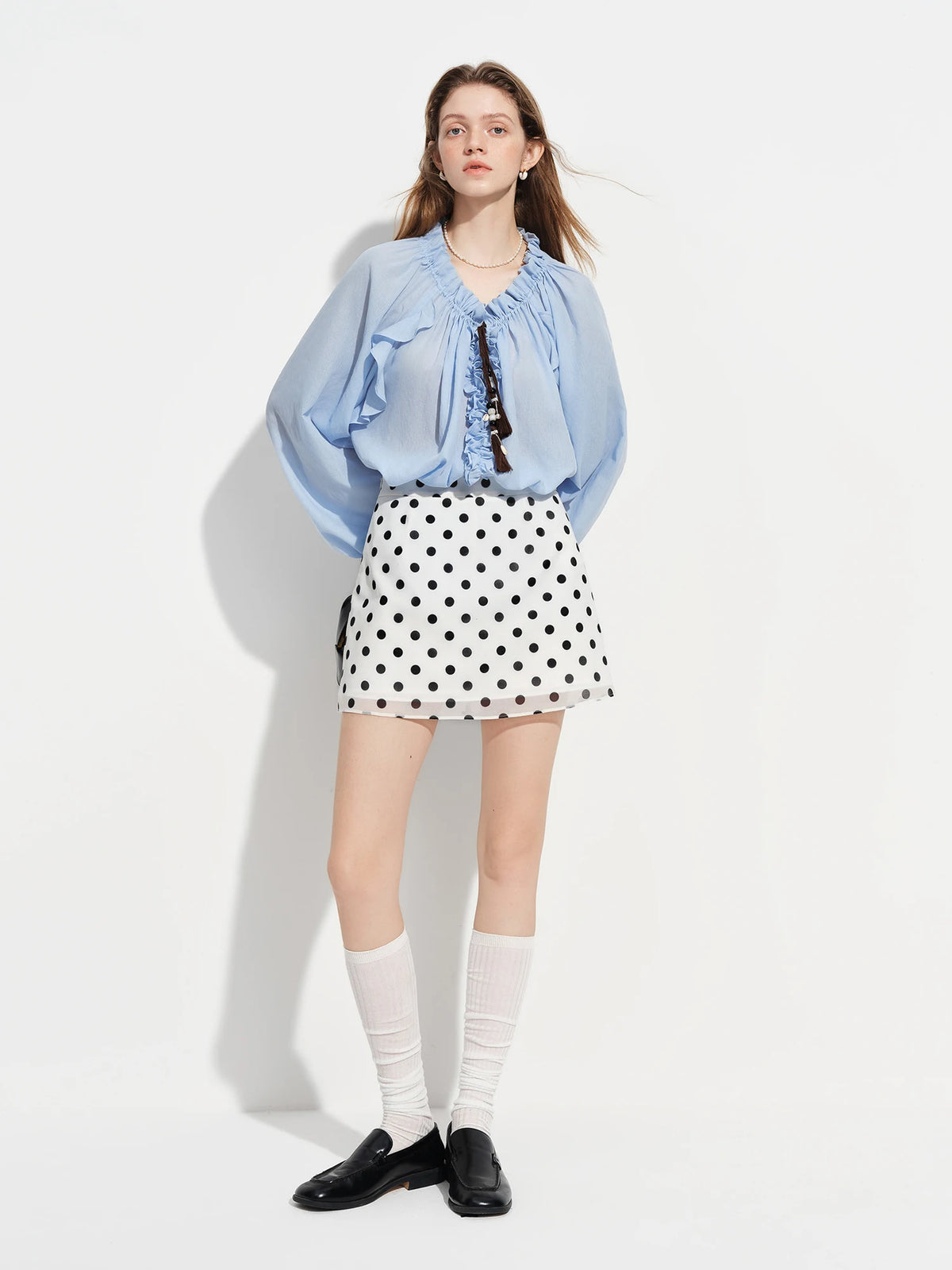 High Waist Polka Dot Mini Skirt - Retro Coquette A-Line Party Wear