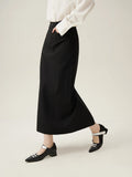 FSLE Women's High Waist Straight Long Skirt - Commuter Slimming Fit