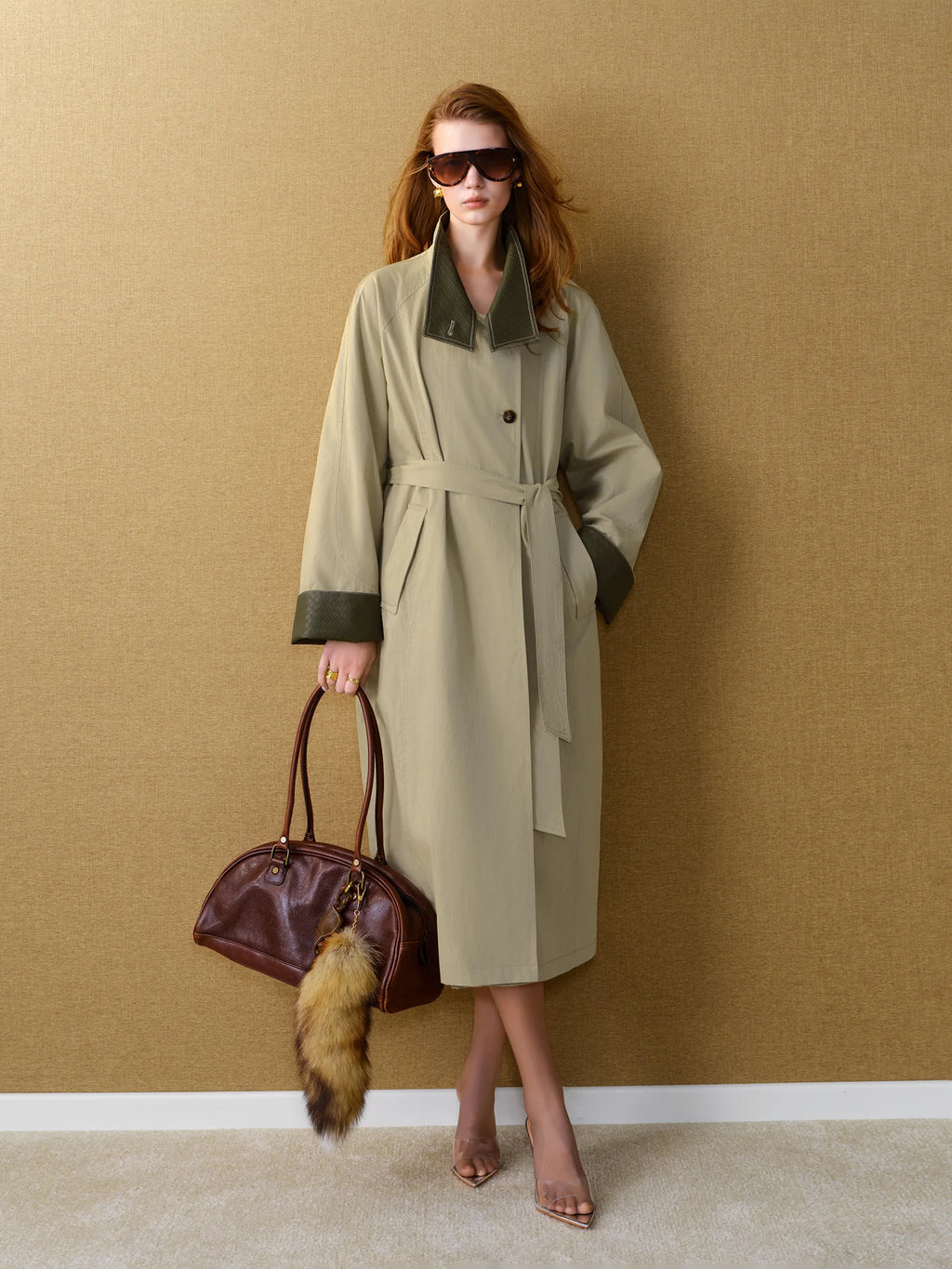 Women's Cropped Trench Coat - Minimalist Belted Urban Chic Jacket
