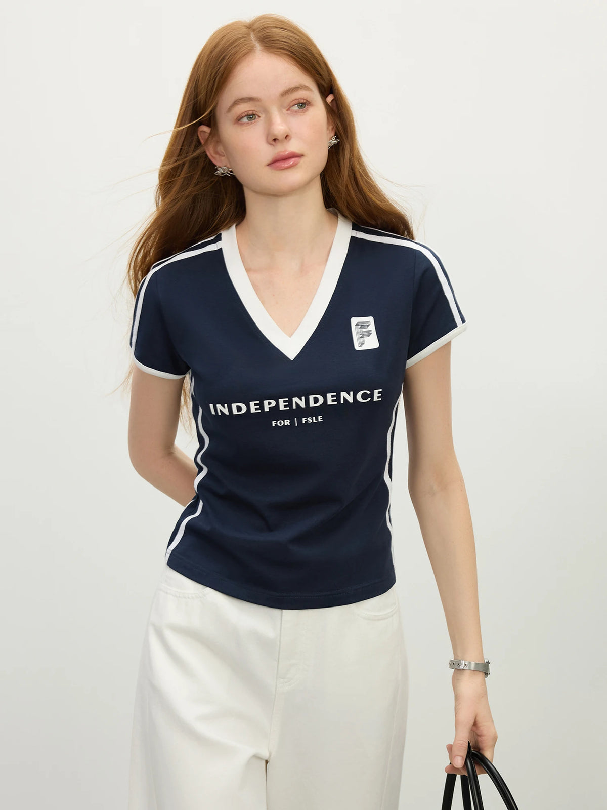 FSLE Sporty Cropped Jersey Tee - Y2K Racerback Gym to Street Top