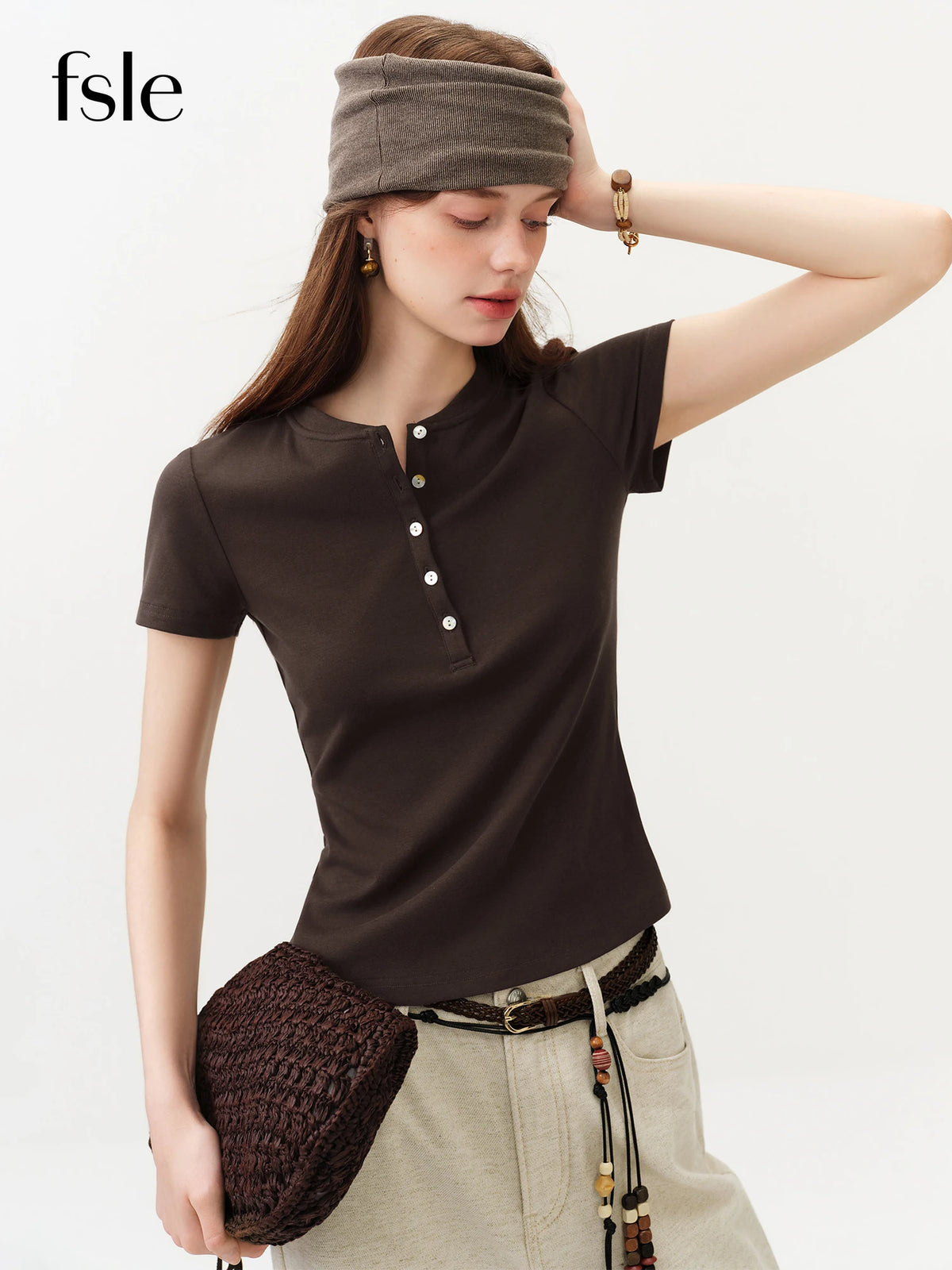 Women's Fitted Cotton Lyocell T-Shirt - Short Sleeve Office Top