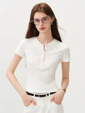 Women's Fitted Cotton Lyocell T-Shirt - Short Sleeve Office Top