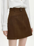 FSLE Women's High Waist Twill Denim Mini Skirt - Retro Cotton Skirt